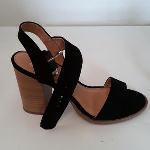 Black suede platform sandals